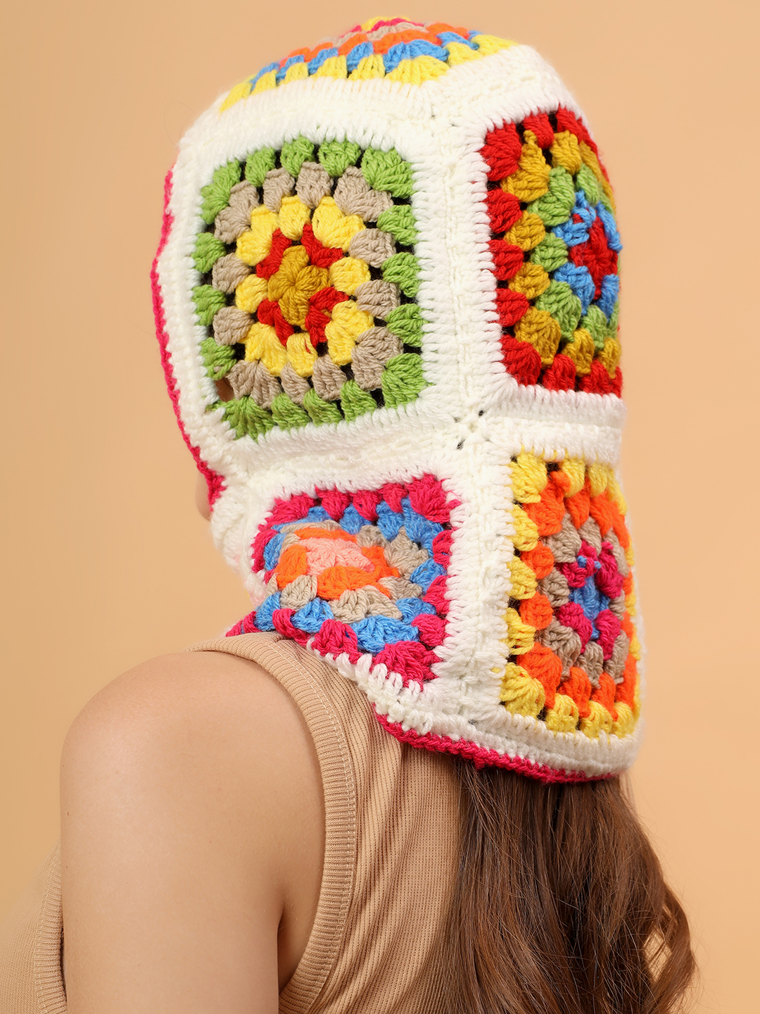 Velvery Crochet Unisex Granny Sqaure Balaclava - Multicolor