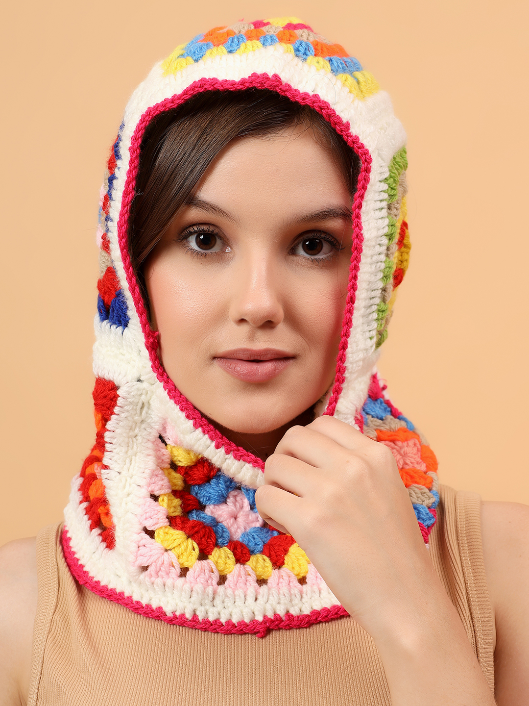 Velvery Crochet Unisex Granny Sqaure Balaclava - Multicolor