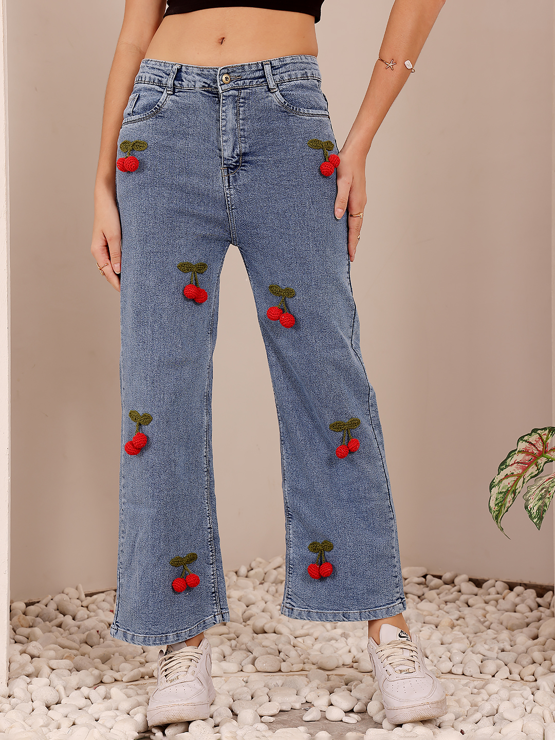 Hanging Cherry Denim Jeans