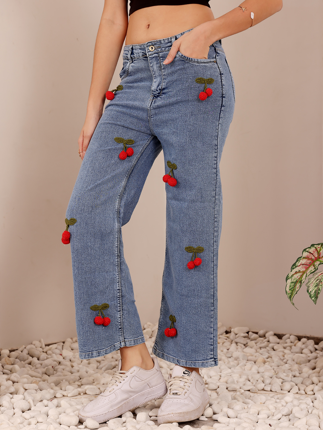 Hanging Cherry Denim Jeans