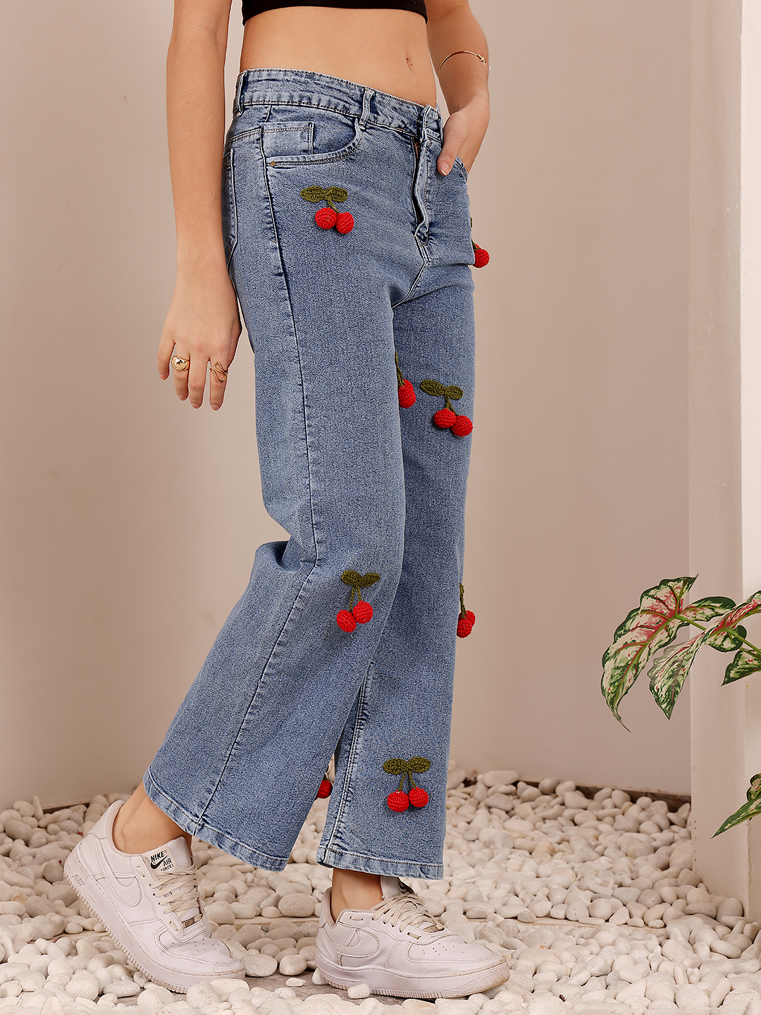 Hanging Cherry Denim Jeans