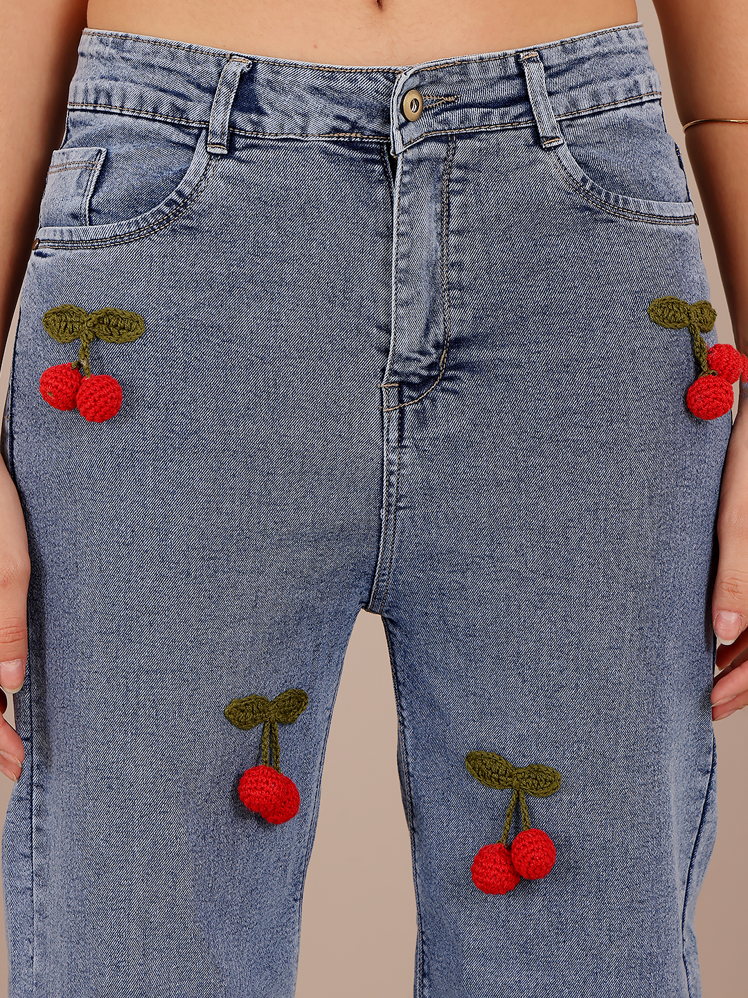 Hanging Cherry Denim Jeans