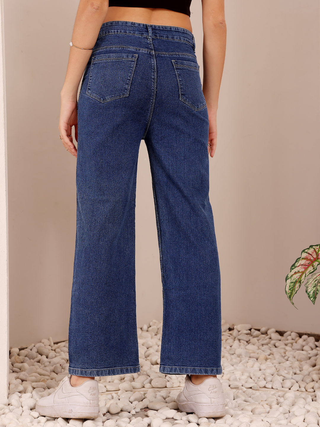 Sunflower Applique Straight Denim Jeans