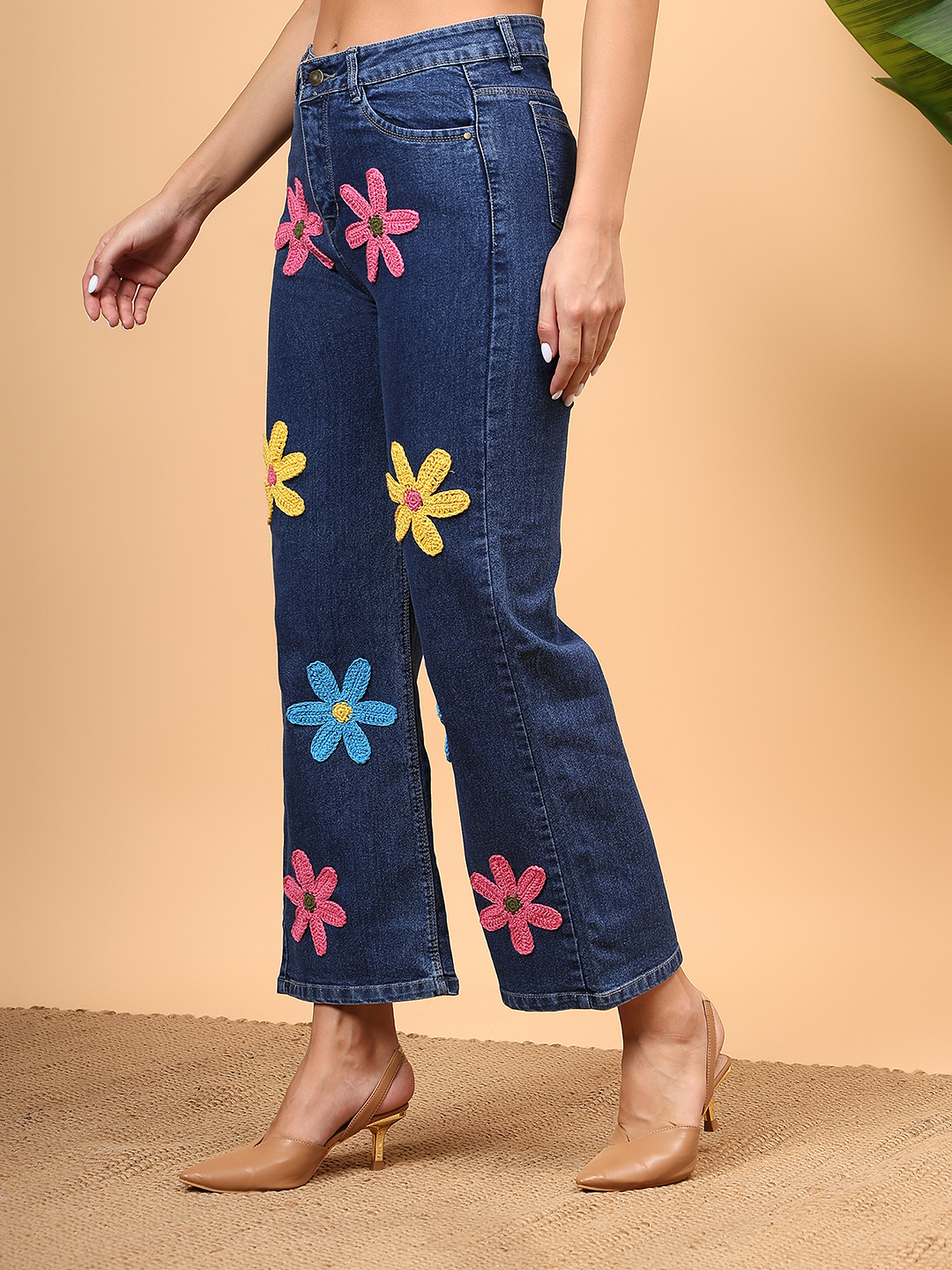Women Crochet Straight Fit Jeans