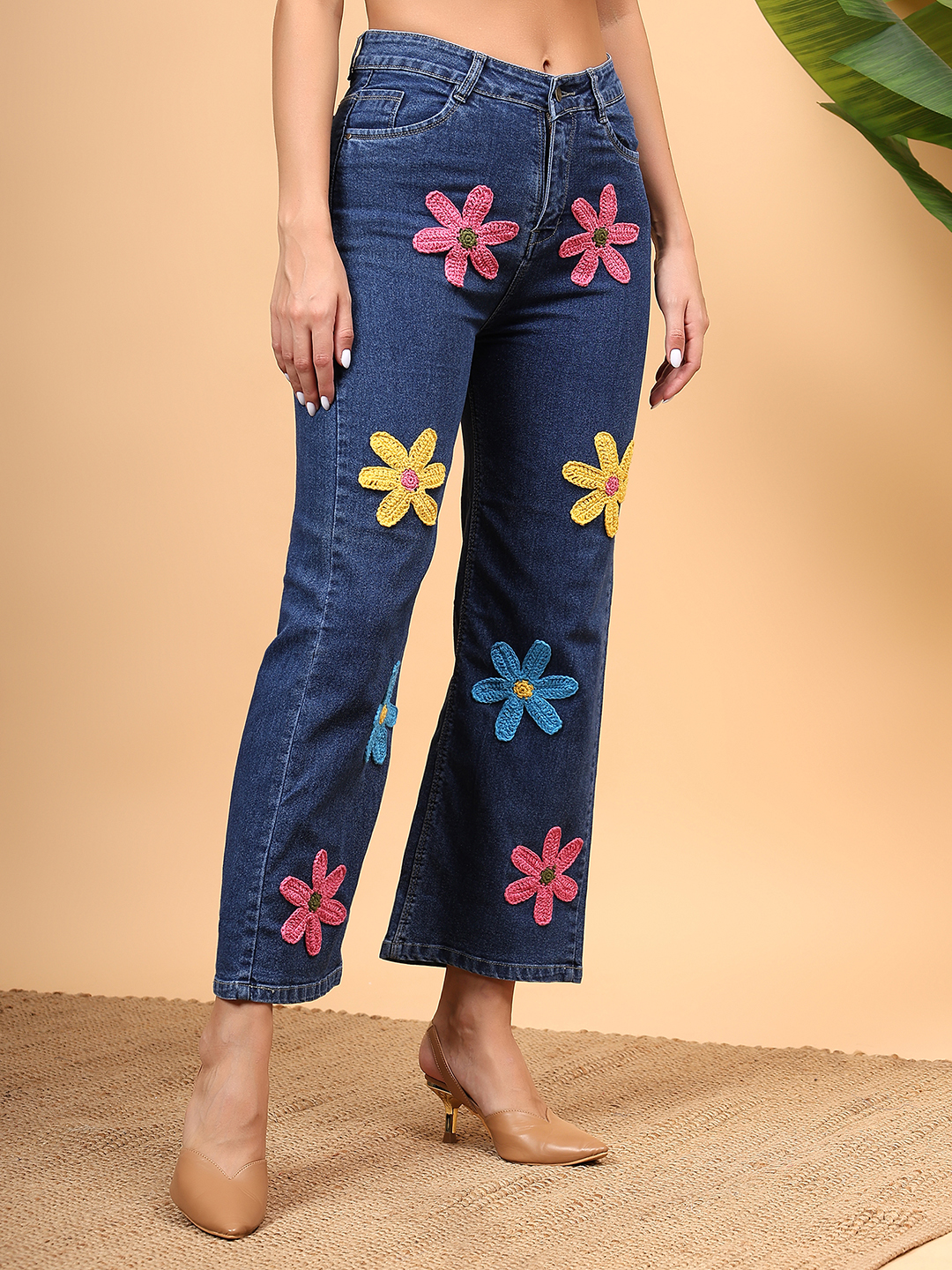 Women Crochet Straight Fit Jeans