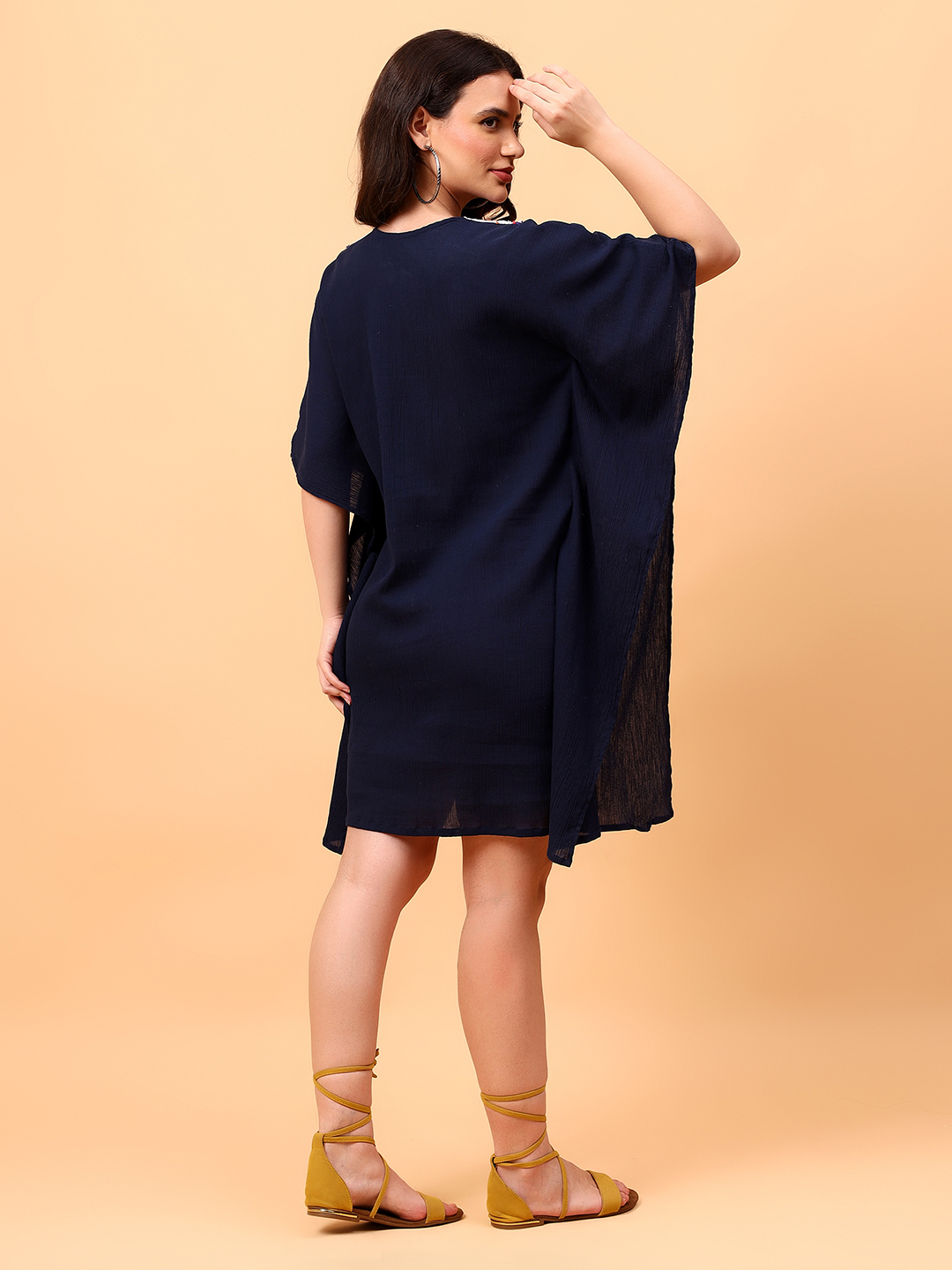 Velvery Kaftan with Crochet Neck