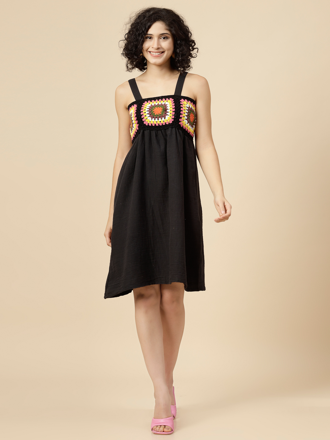 Black Crochet Dress For Women Bohemian Dress