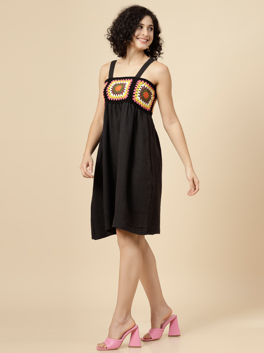 Black Crochet Dress For Women Bohemian Dress