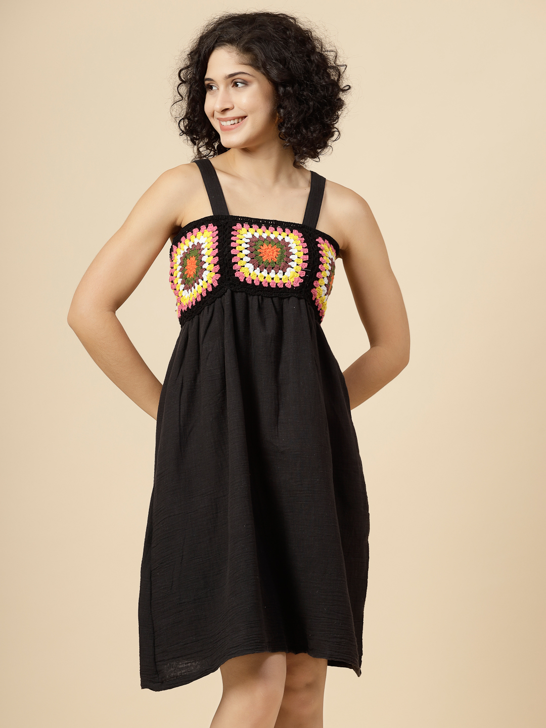 Black Crochet Dress For Women Bohemian Dress