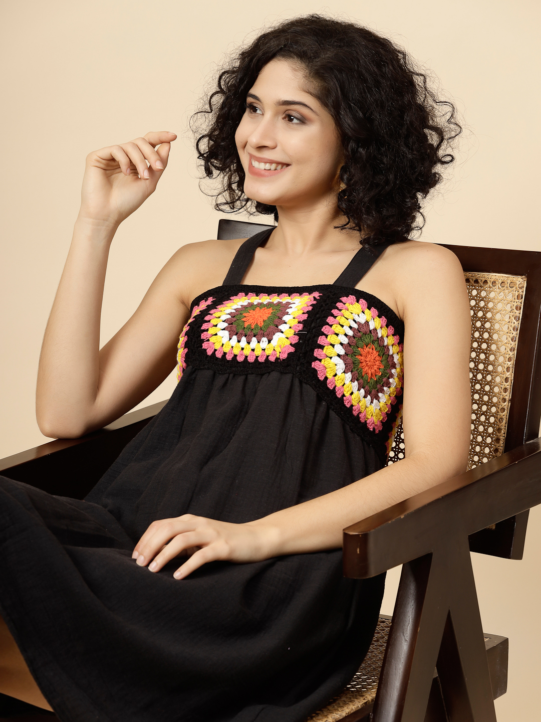 Black Crochet Dress For Women Bohemian Dress