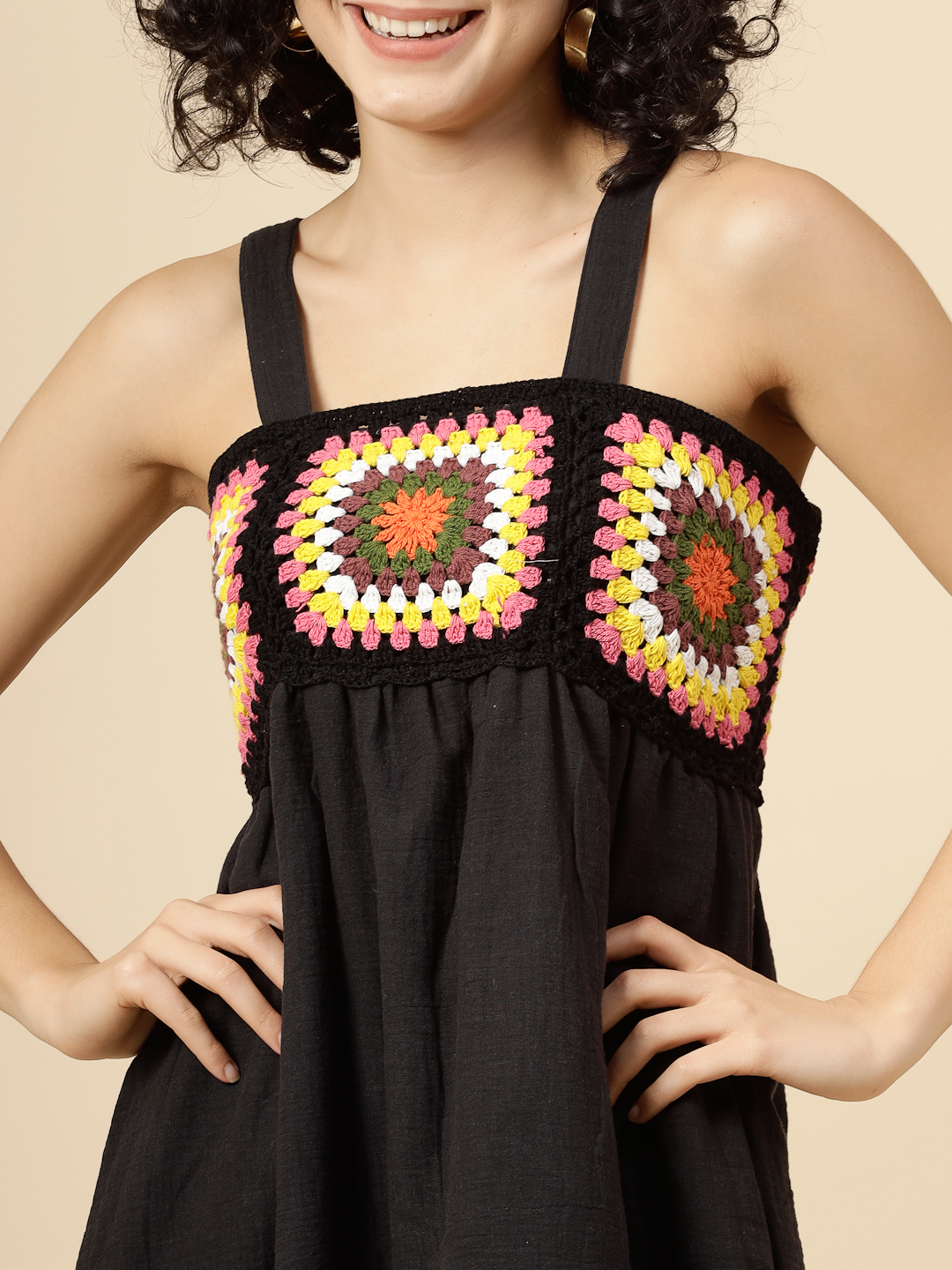Black Crochet Dress For Women Bohemian Dress