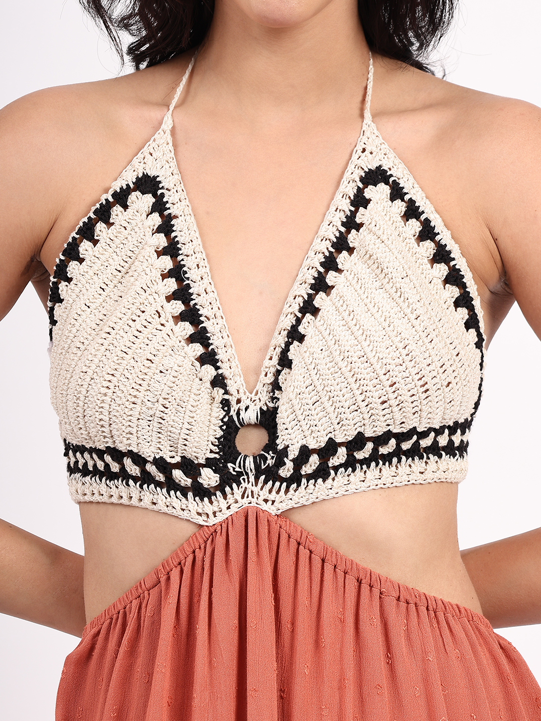Velvery Handmade Crochet Halterneck Cotton Maxi
