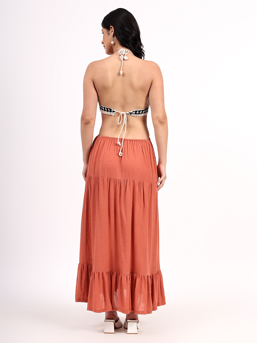 Velvery Handmade Crochet Halterneck Cotton Maxi