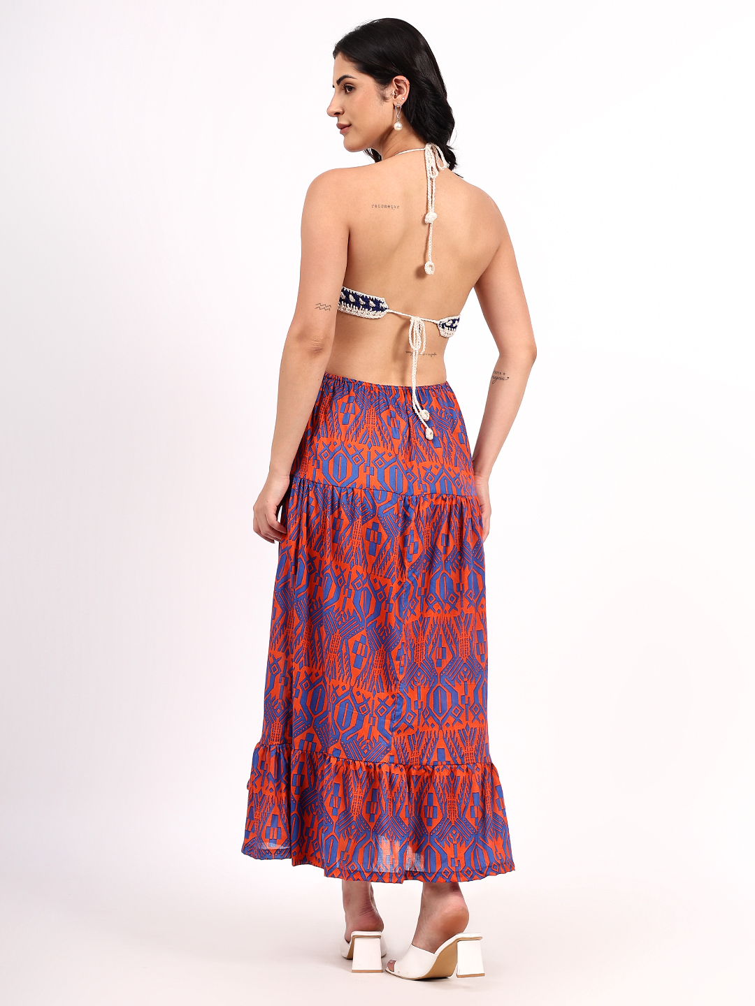 Velvery Handmade Crochet Halterneck Cotton Maxi Dress