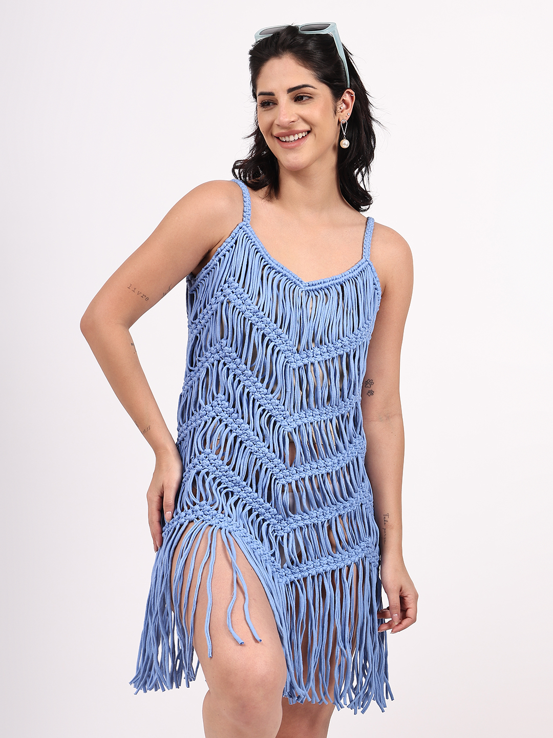 Macrame Women Knee Length Dress
