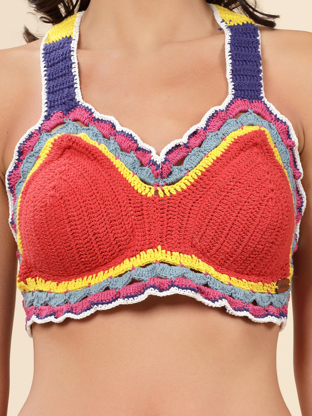 Velvery Crochet Casual Top with Criss Cross Straps - Multi