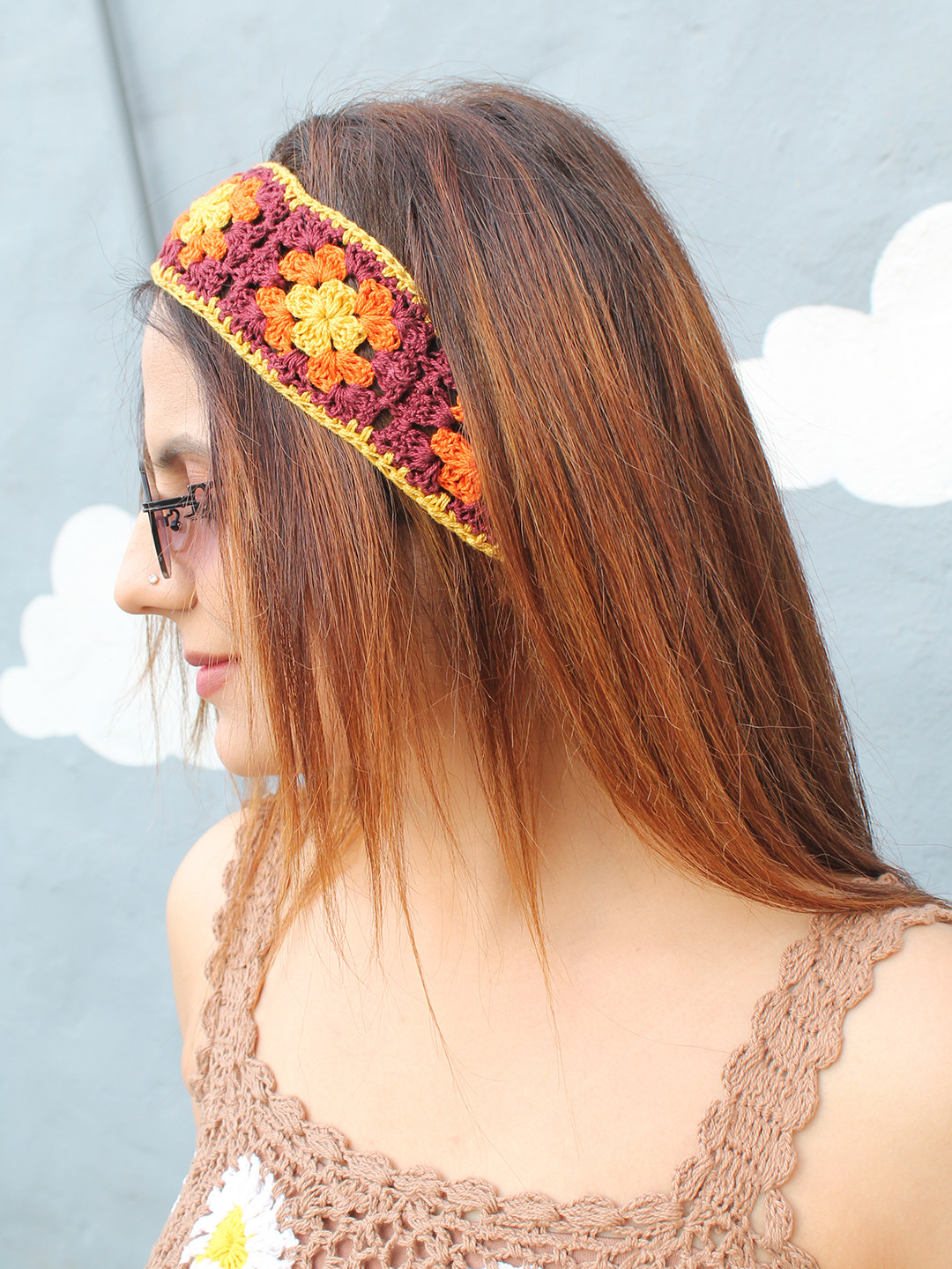 Velvery Crochet Granny Square Hair Accessory For Women