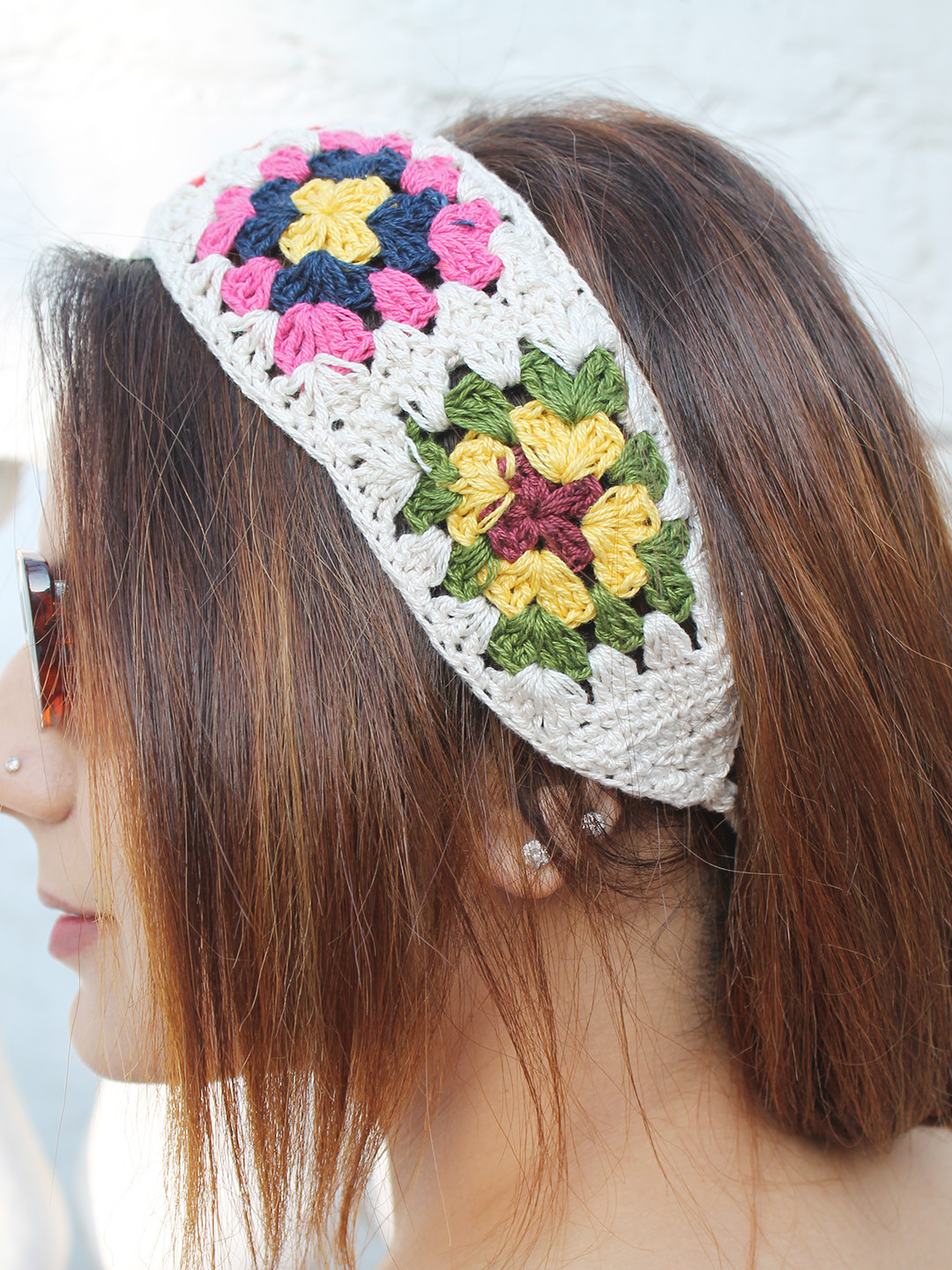 Velvery Crochet Granny Square Headband For Women