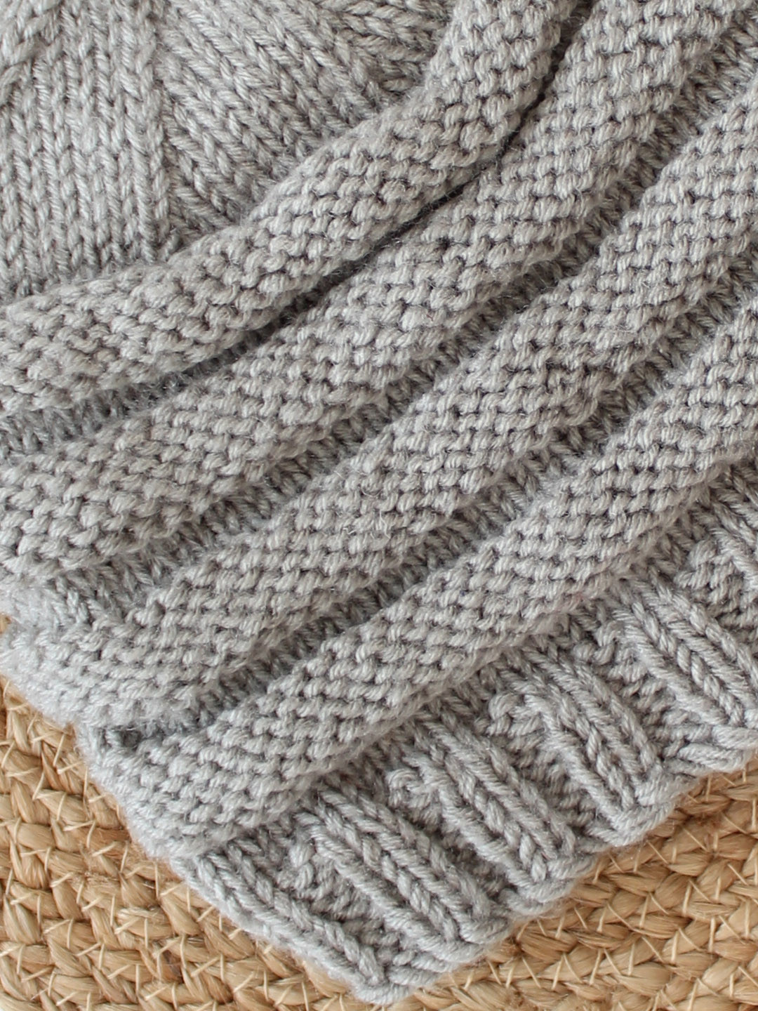 Velvery Garter Stitch Knitted Hat for Women - Grey