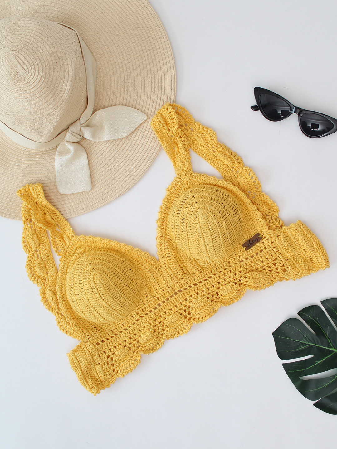 Velvery Handmade Crochet Beachwear Lingerie - Yellow