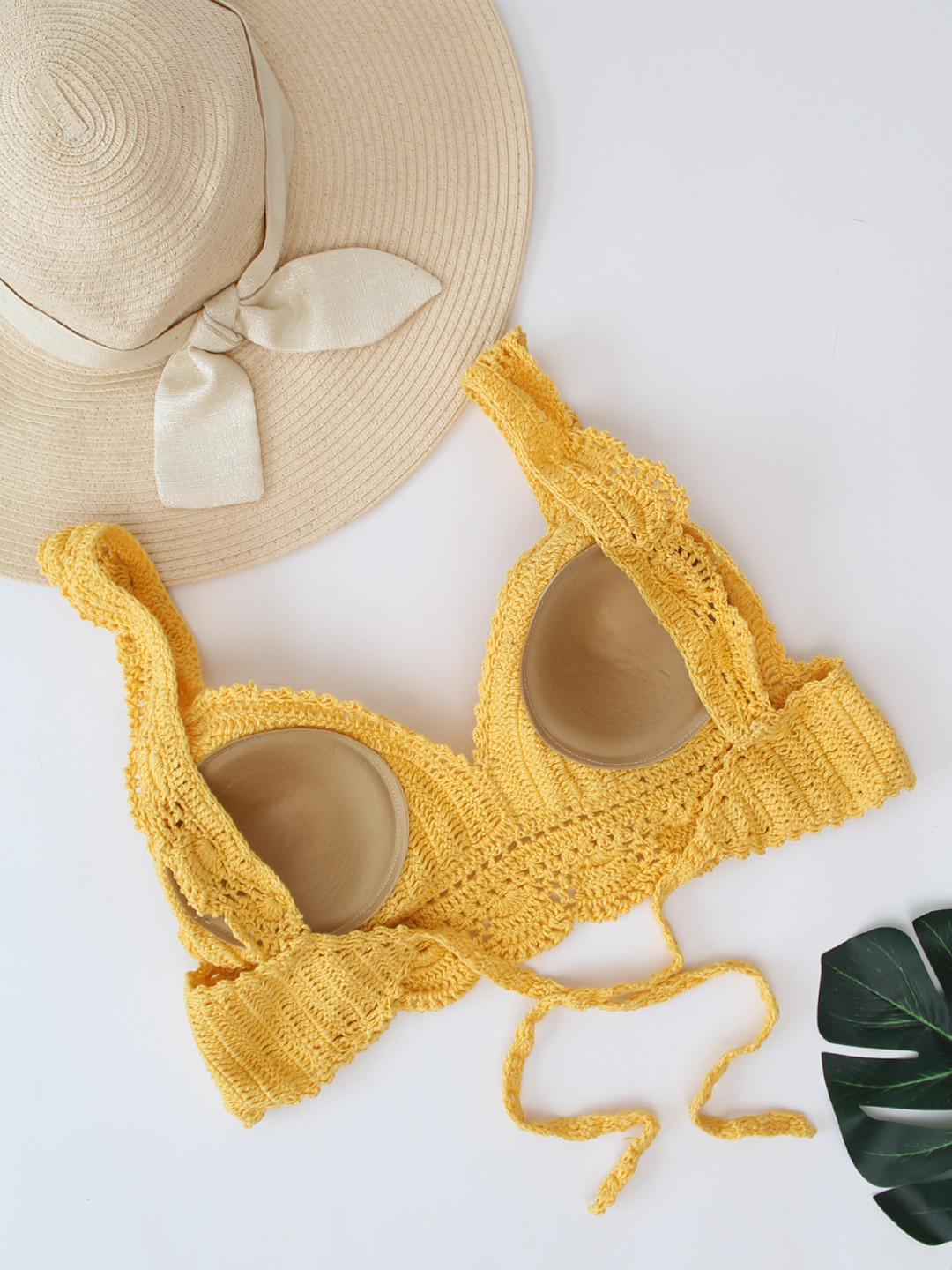 Velvery Handmade Crochet Beachwear Lingerie - Yellow