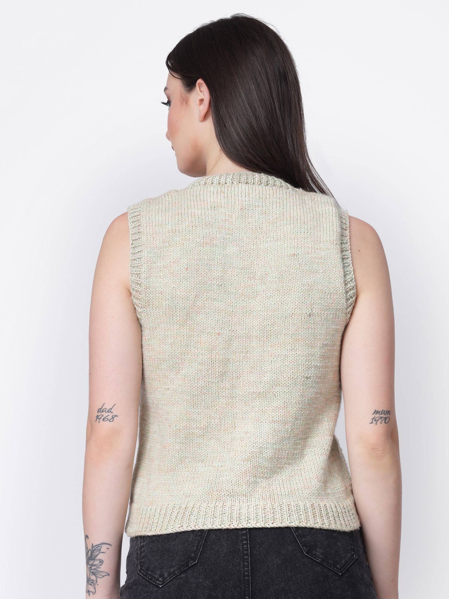 Velvery Handknitted Moss Stitch Sweater for Ladies - Beige