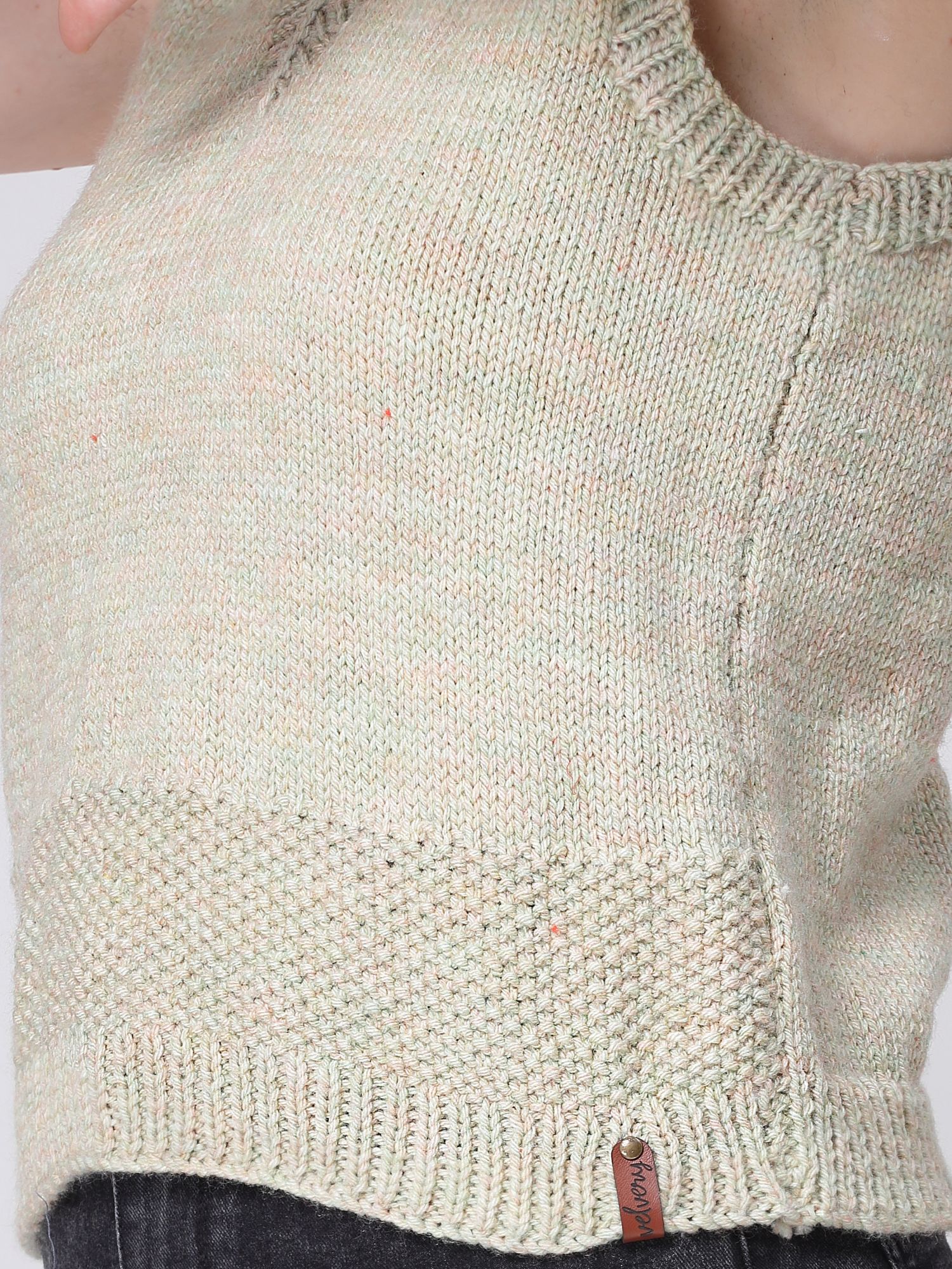 Velvery Handknitted Moss Stitch Sweater for Ladies - Beige