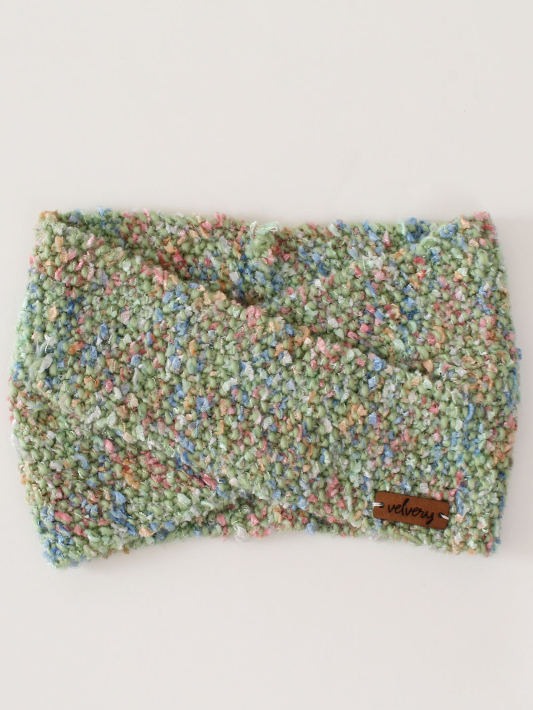 Velvery Handmade Womens Self Design Headwrap-Green