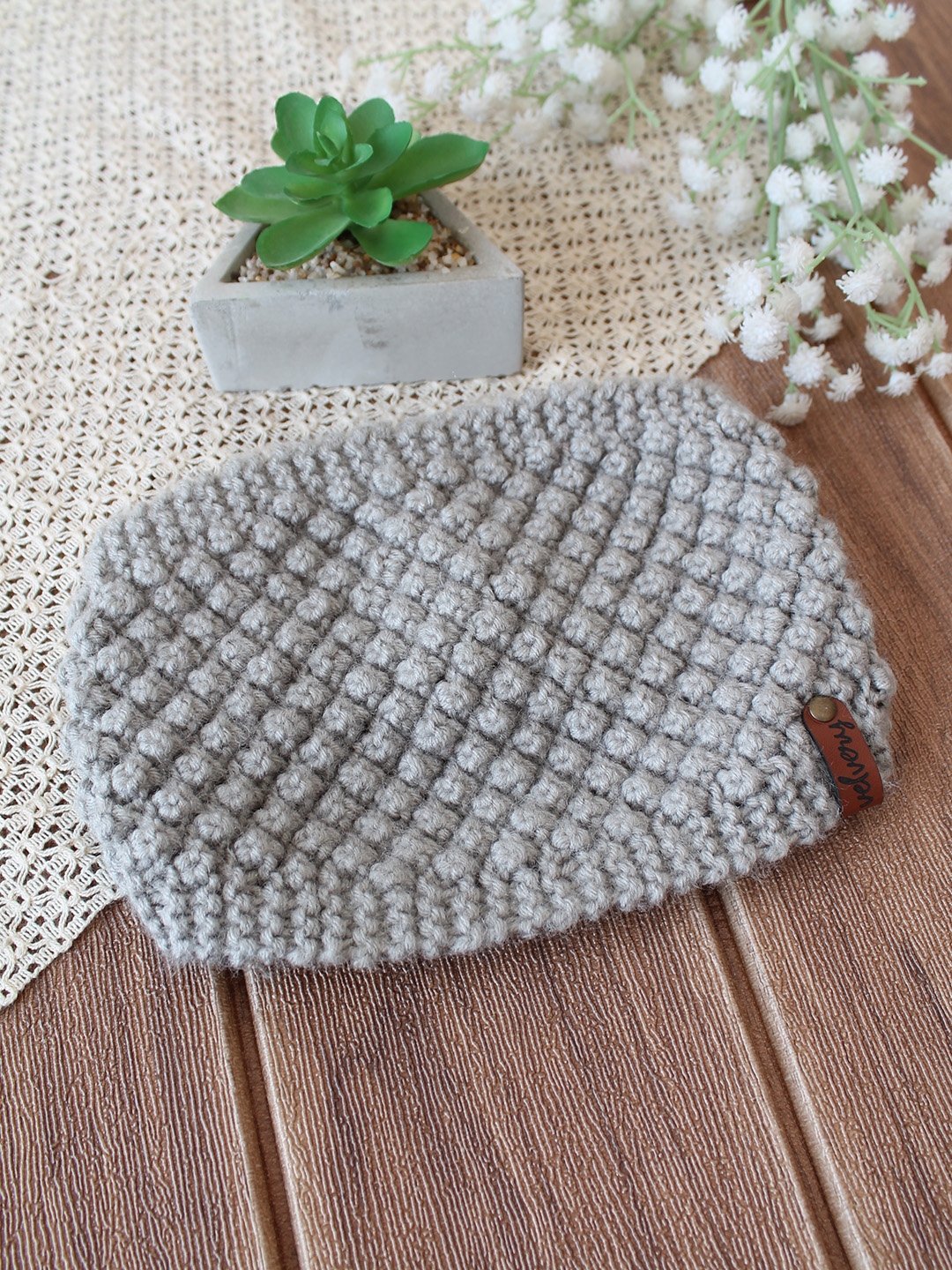 Velvery Hand-Knitted Blue Acrylic Headband