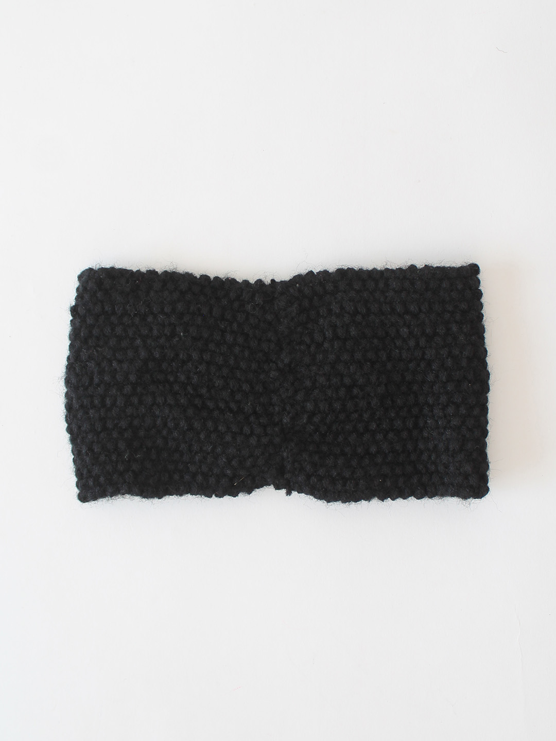 Velvery Hand-Knitted Black Self Design Acrylic Headband
