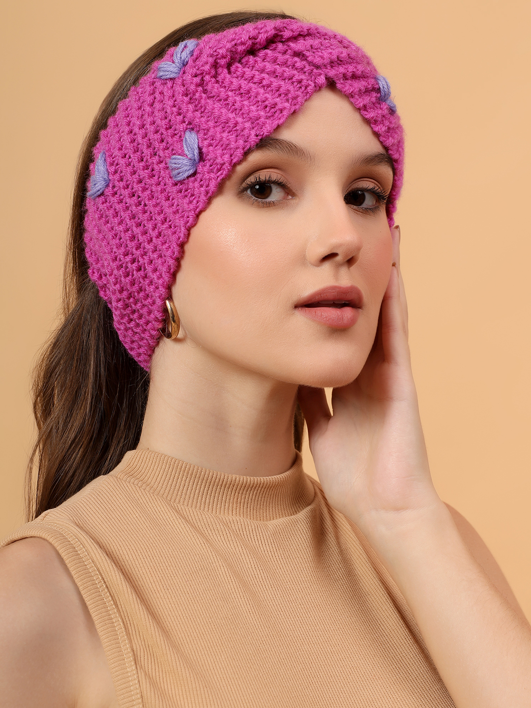 Velvery Handknitted Twisty Headband - Purple