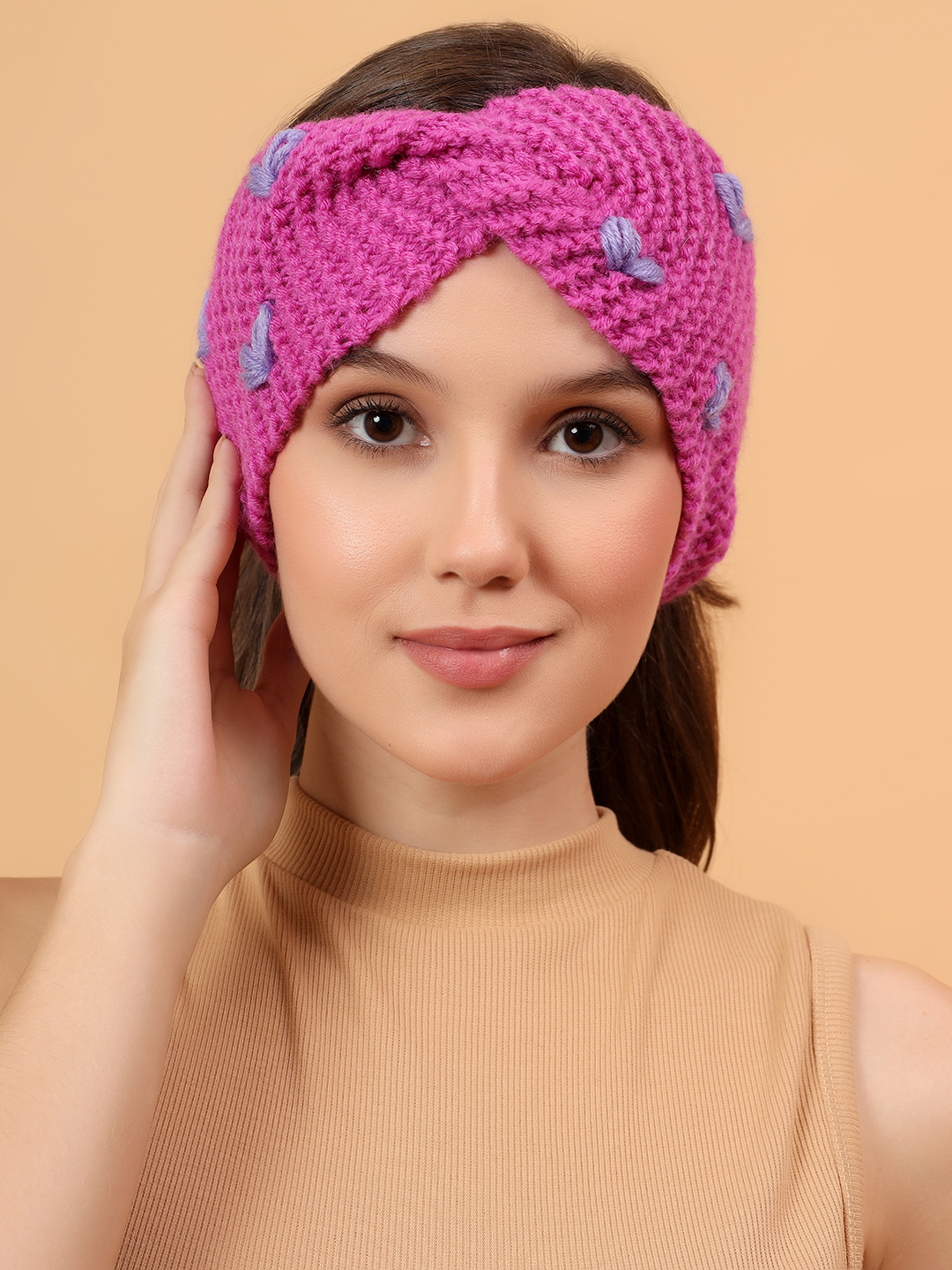 Velvery Handknitted Twisty Headband - Purple