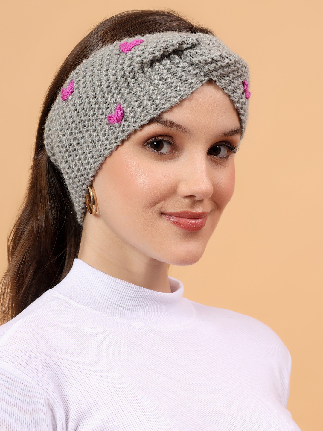 Velvery Handknitted Twisty Headband - Light Grey