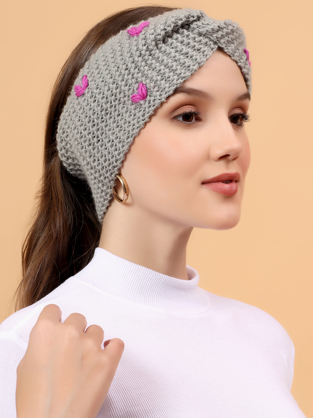Velvery Handknitted Twisty Headband - Light Grey