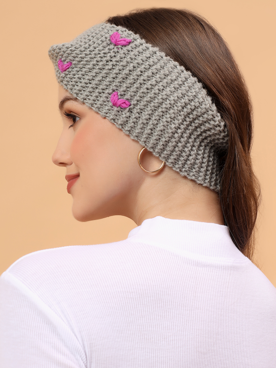 Velvery Handknitted Twisty Headband - Light Grey