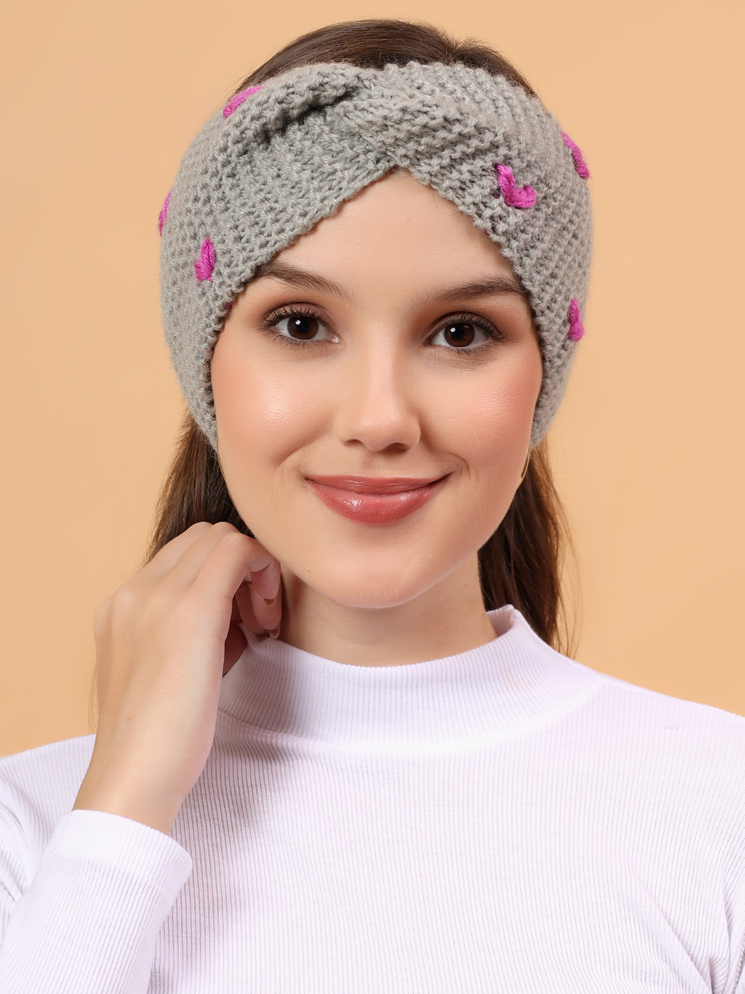 Velvery Handknitted Twisty Headband - Light Grey