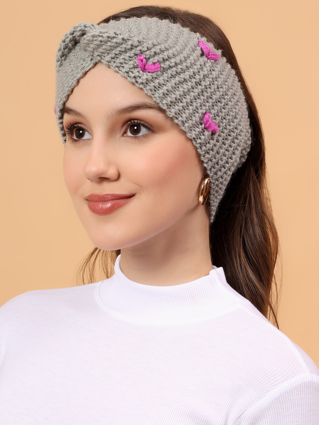 Velvery Handknitted Twisty Headband - Light Grey