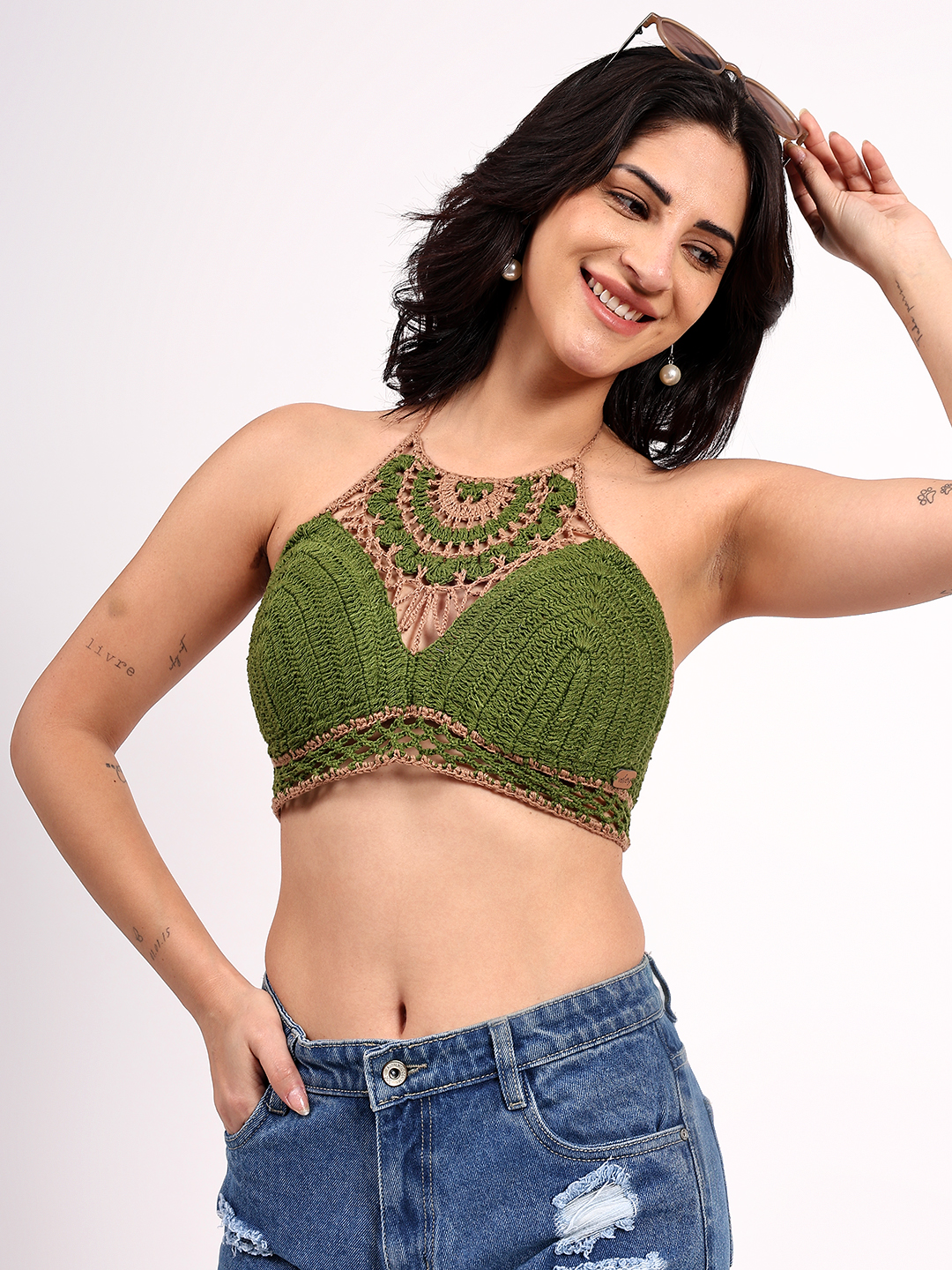 Handmade Crochet Neck Detailed Bralette Top