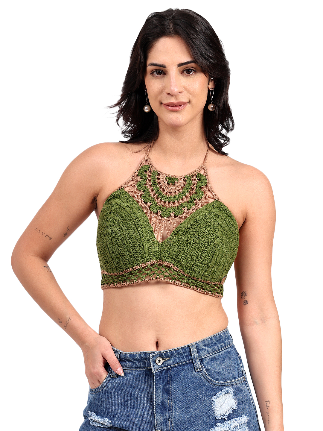 Handmade Crochet Neck Detailed Bralette Top