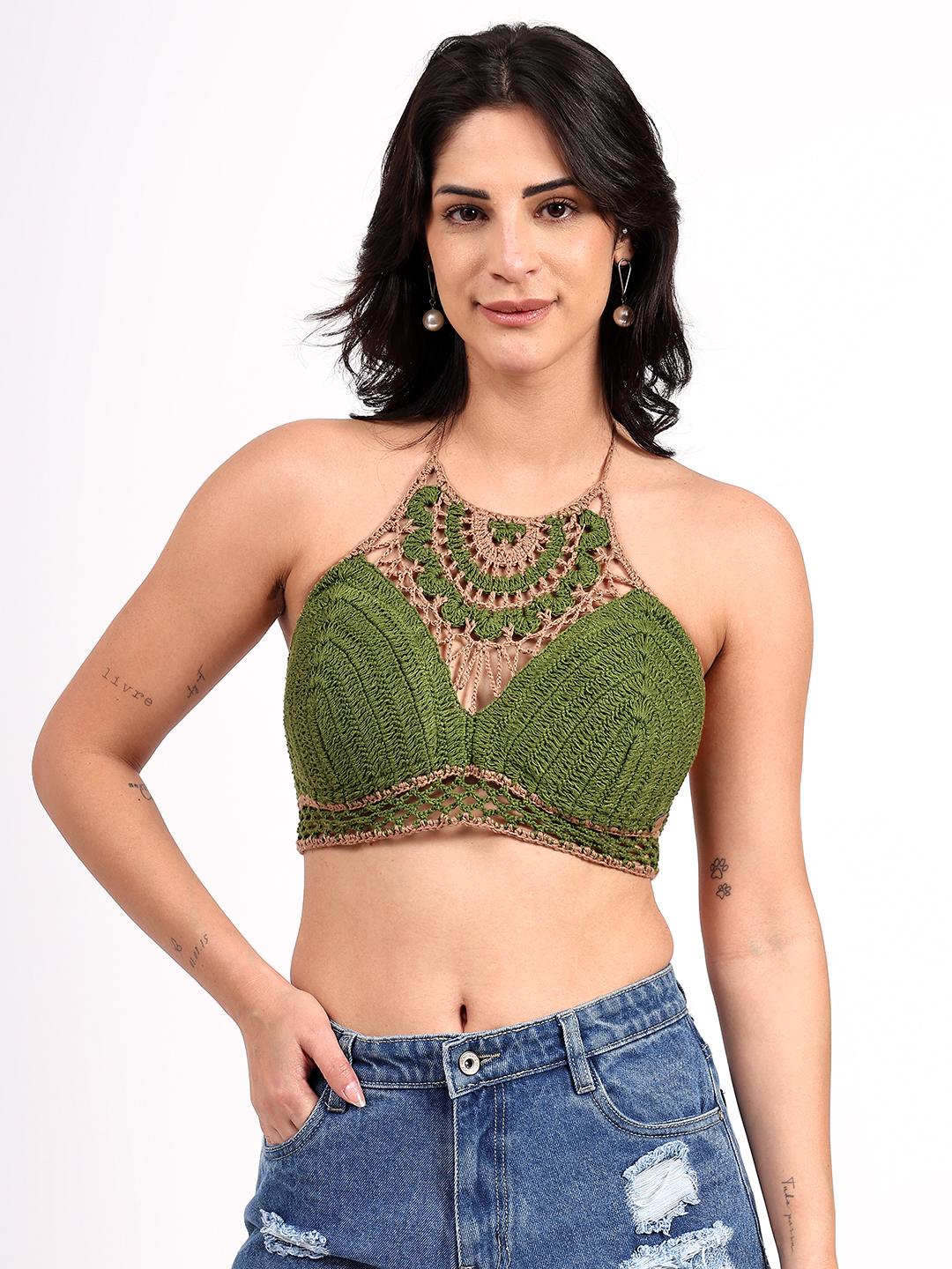 Handmade Crochet Neck Detailed Bralette Top