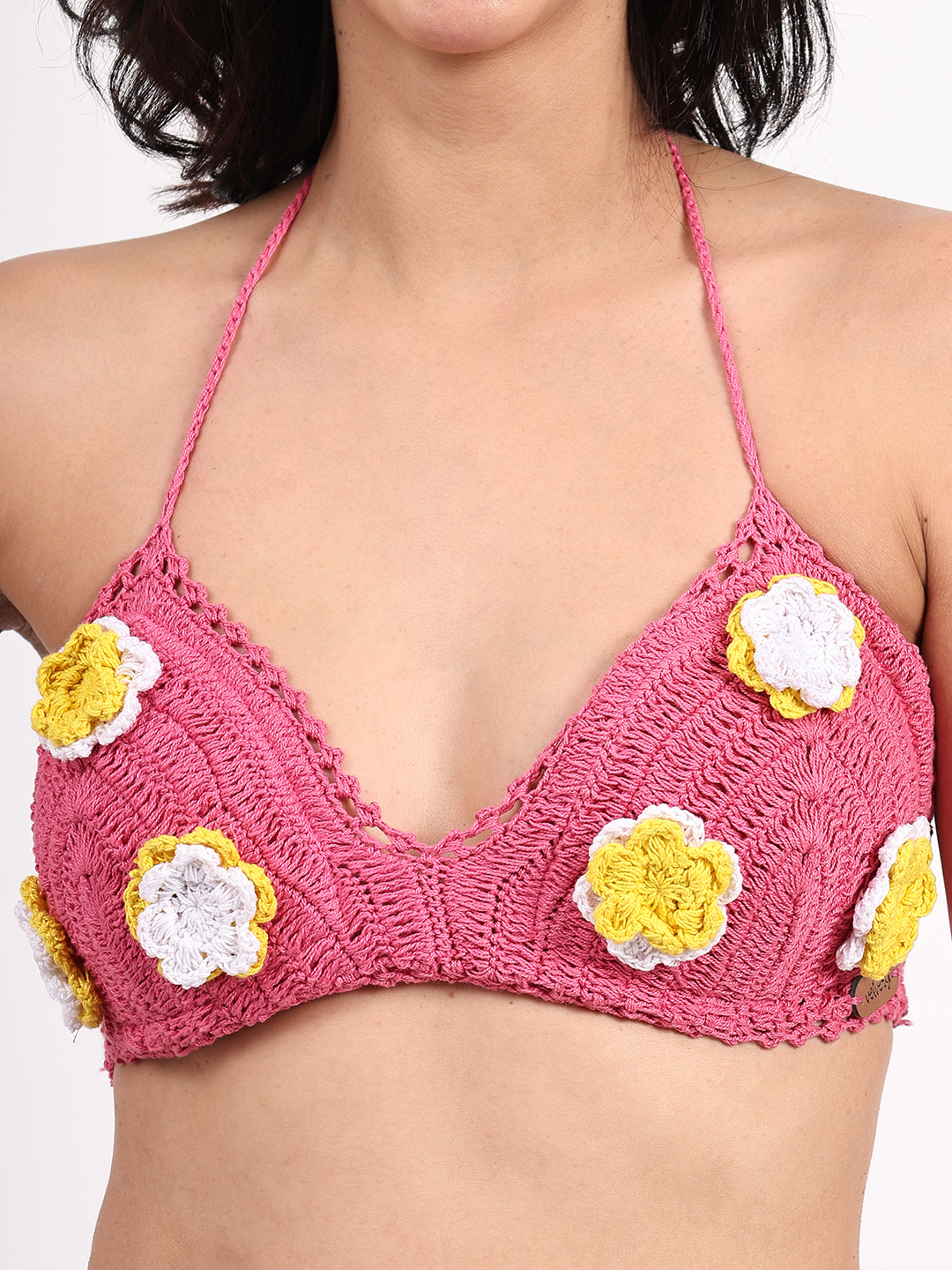 Handmade Crochet Floral Lightly Padded Bralette Top