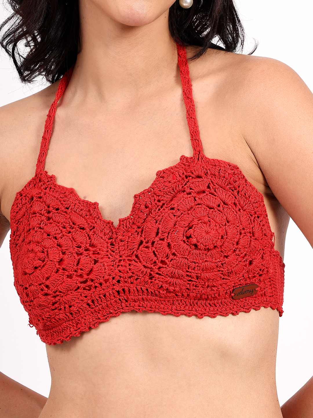 Handmade Crochet Floral Detailed Bralette Top