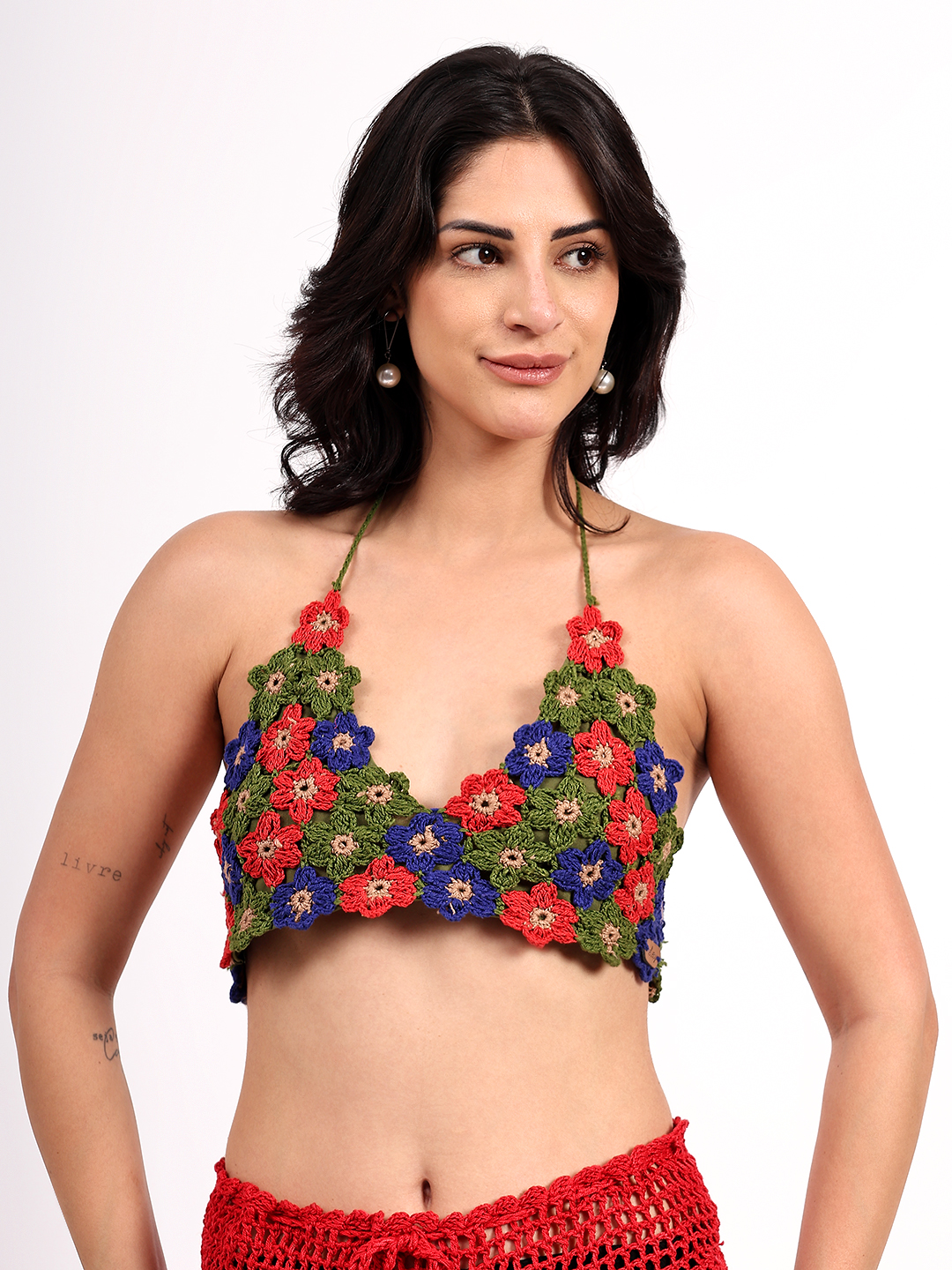 Handmade Floral Crochet Multicolor Bralette Top