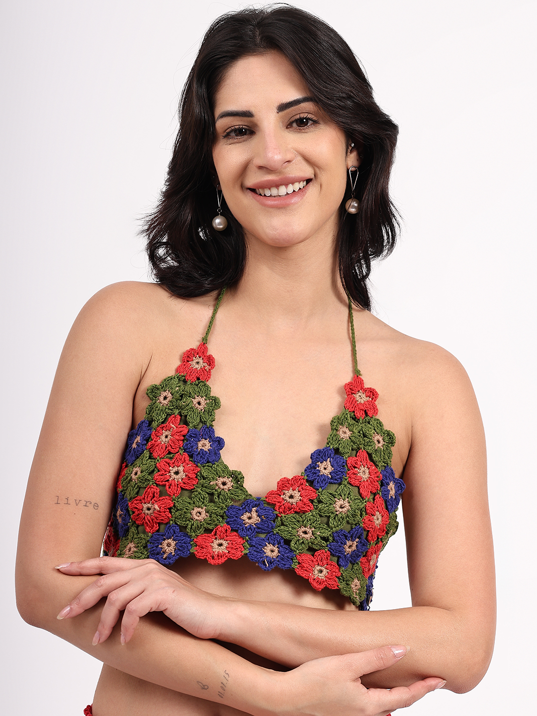 Handmade Floral Crochet Multicolor Bralette Top