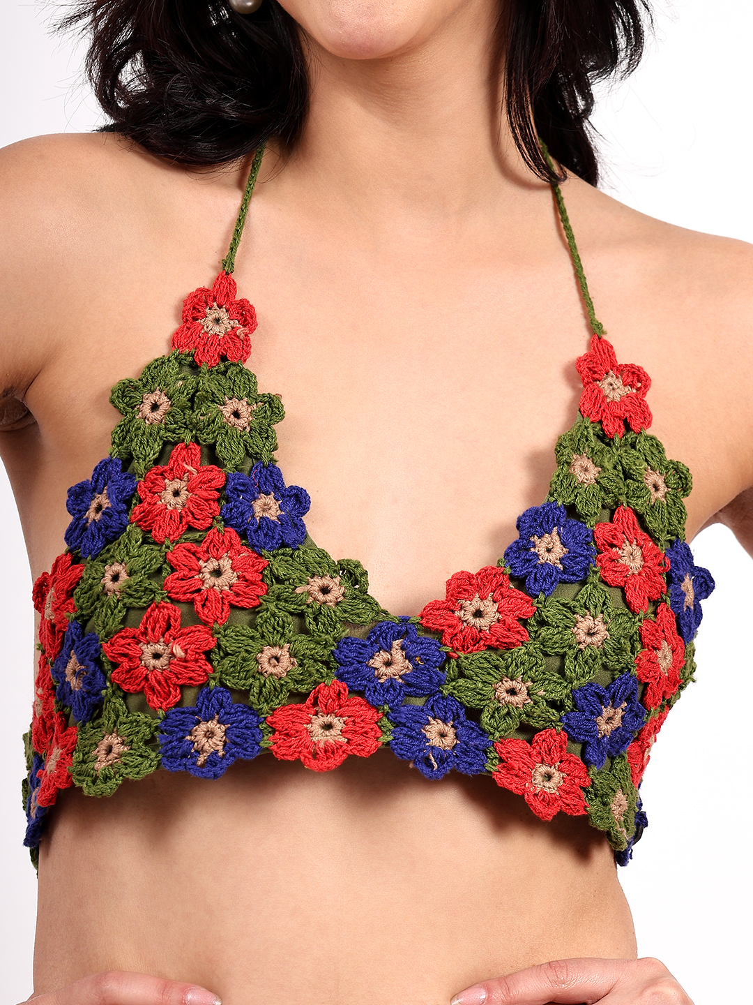 Handmade Floral Crochet Multicolor Bralette Top