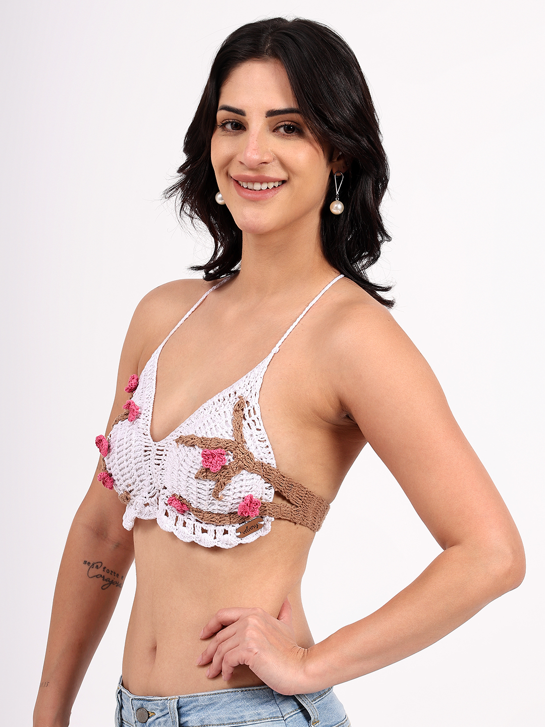 Handmade Nature Inspired Crochet Bralette Top - White