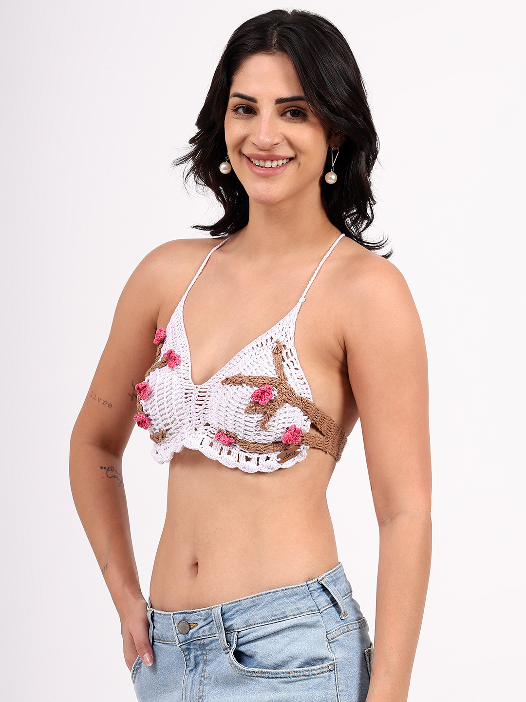 Handmade Nature Inspired Crochet Bralette Top - White