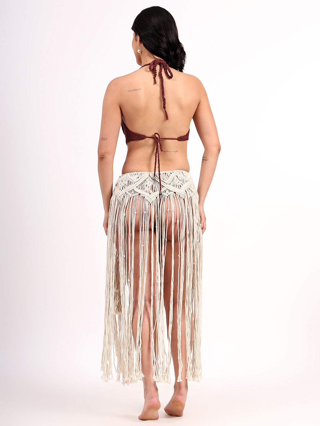 Braided Strap Detailed Corset Top - Brown