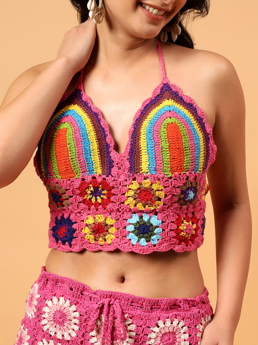 Bohemian Rainbow Design Bralette  Multicolor