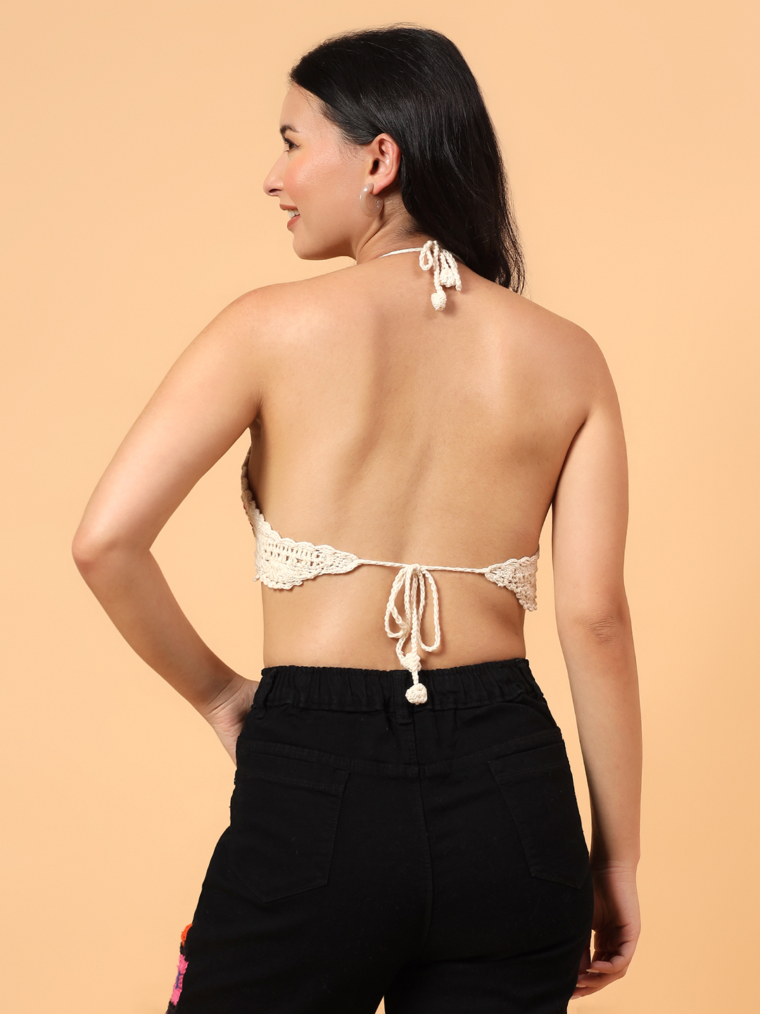 Floral Design Bralette  Off White